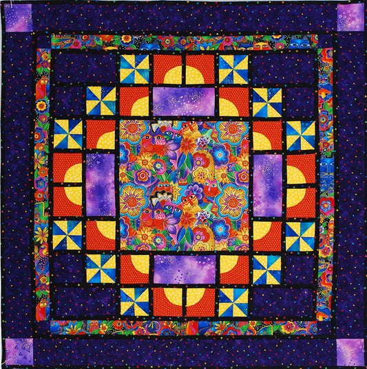 Cats in the Garden by Moonlight - pieced and machine quilted by Cary Flanagan