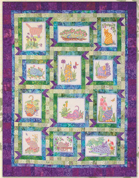 Plaid Cats in My Garden BOM Quilt BCC-238e - Downloadable Pattern