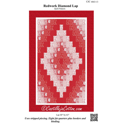 Cover image of pattern Redwork Diamond Lap Quilt.