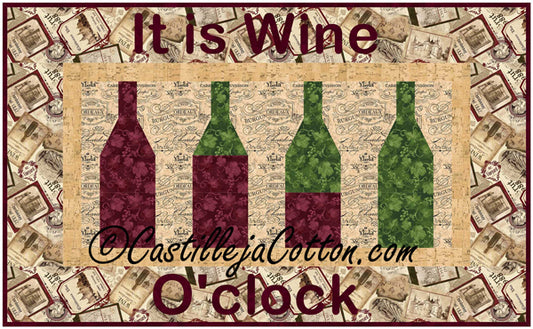 Wine O'Clock Quilt Wall Hanging CJC-49982e - Downloadable Pattern