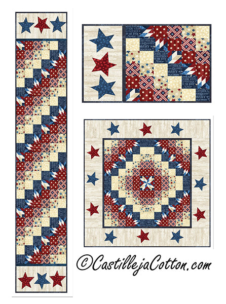 Stars and Strips Sixes Table Set CJC-52014e - Downloadable Pattern