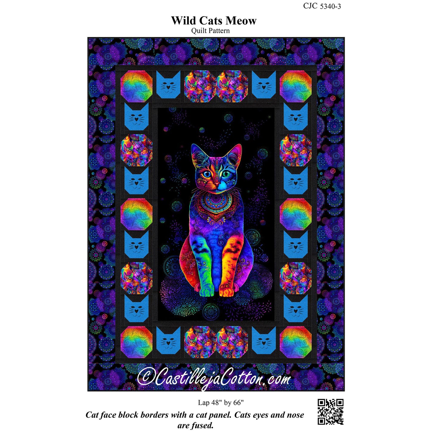 Cover image of pattern for Wild Cats Meow Quilt.