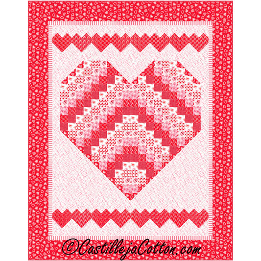 Patchwork red heart quilt with white border, perfect for cozying up on chilly nights.