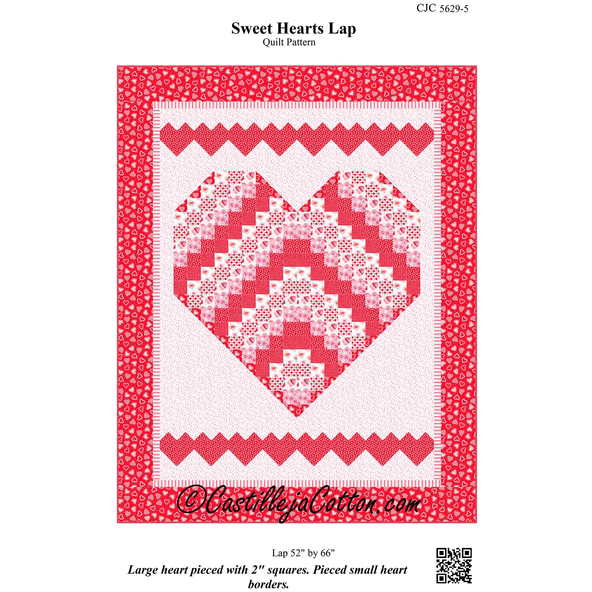 Cover image of pattern for Sweet Hearts Lap Quilt.