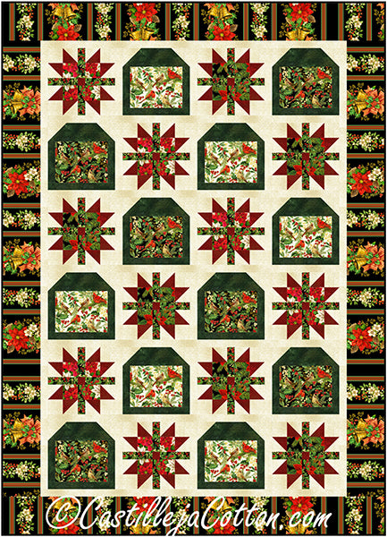 Poinsettias and Birdhouses Quilt CJC-58451e - Downloadable Pattern