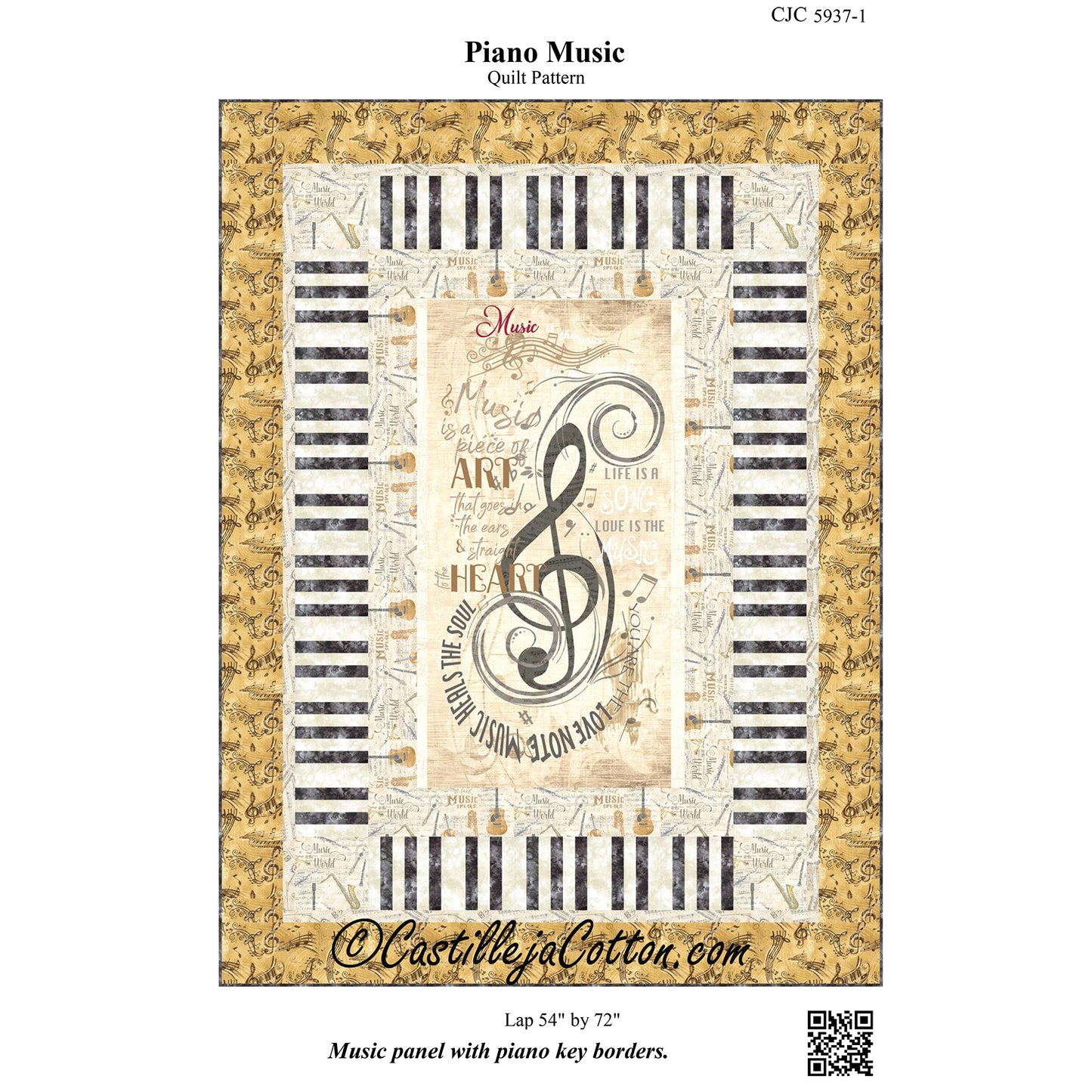 Cover image of pattern for Piano Music Quilt.