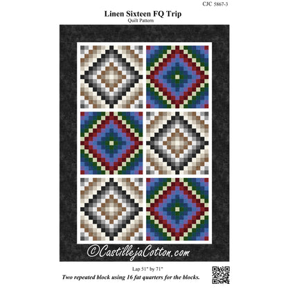 Image of cover for pattern of Linen Sixteen FQ Trip Quilt.
