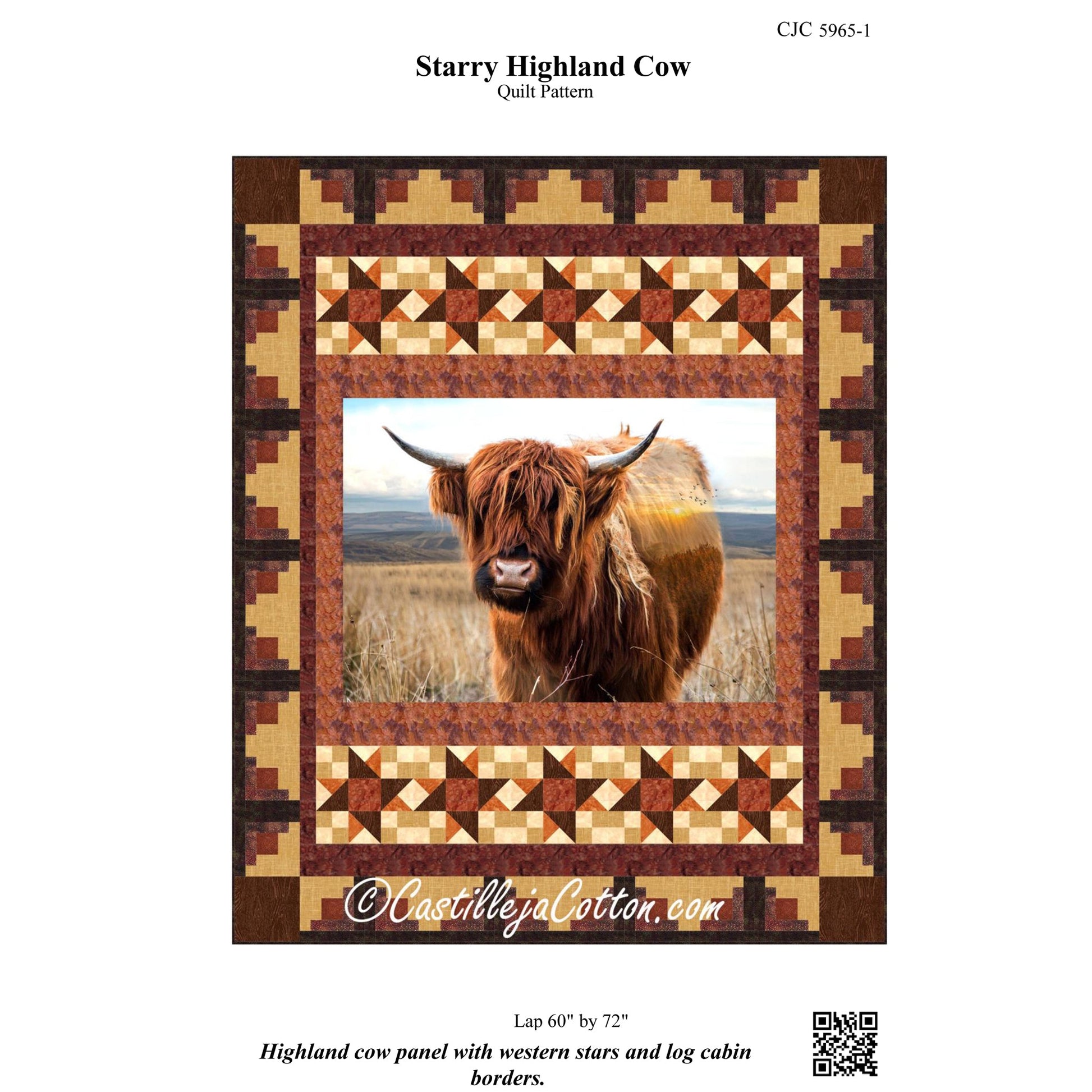 Cover image of pattern for Starry Highland Cow quilt.