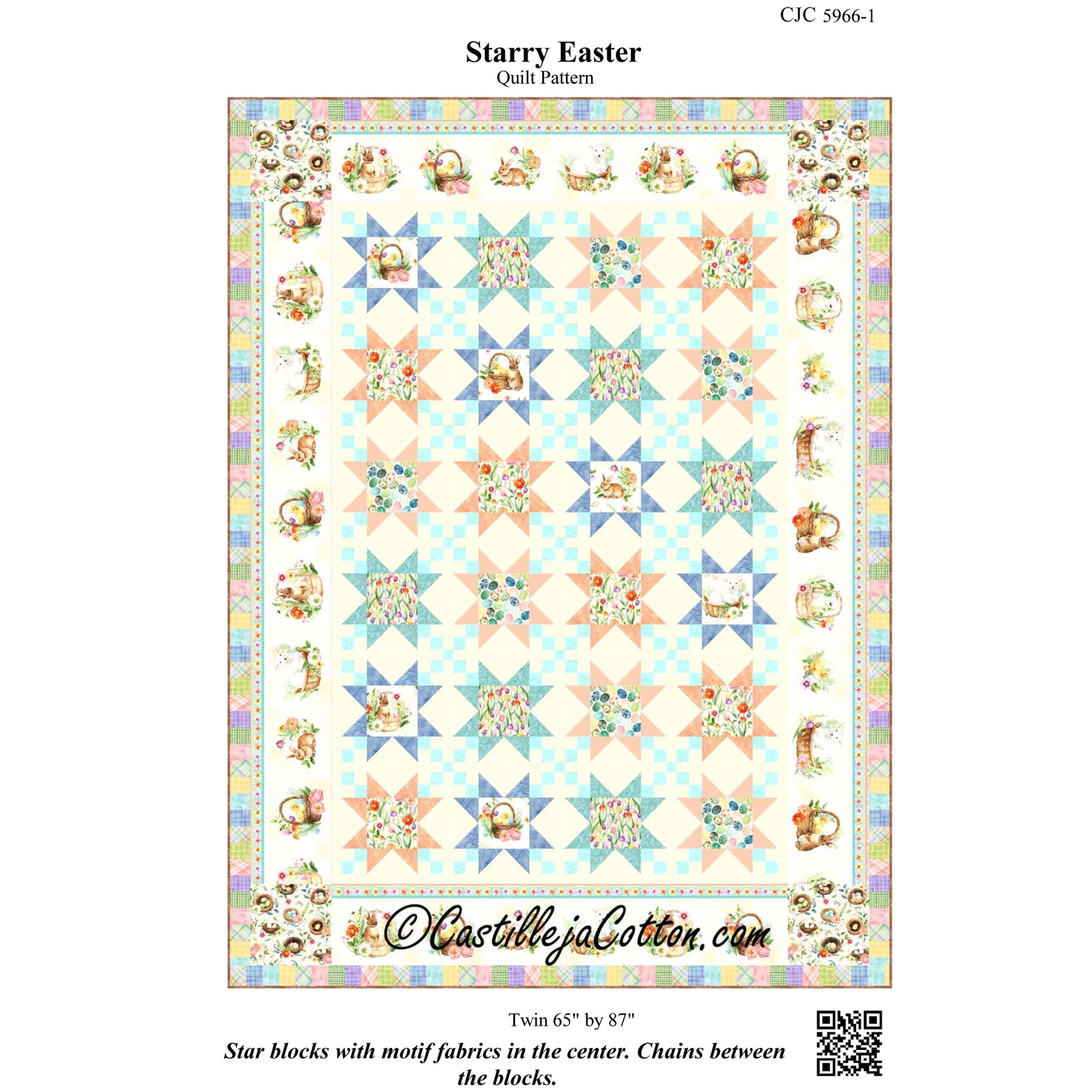 Cover image of pattern for Starry Easter quilt.