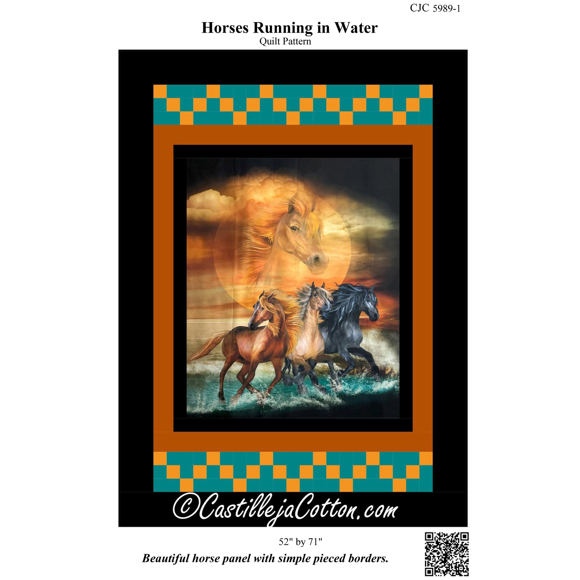 Cover image of pattern for Horses Running in Water Quilt.