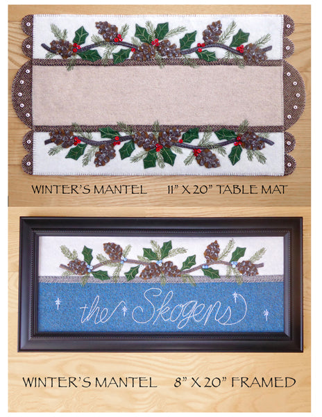Winter's Mantel: Table Mat or Framed Wall Decor DBM-037e   - Downloadable Pattern