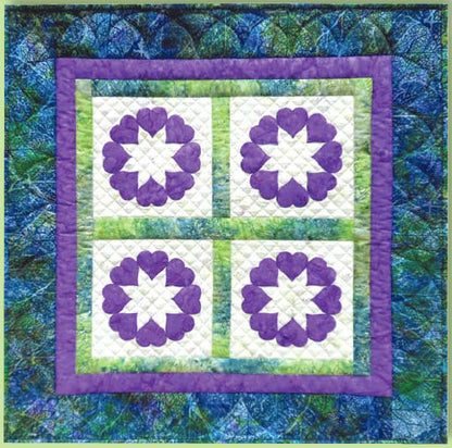 Star of hearts Table Runner and Small Quilt G2P-114e - Downloadable Pattern