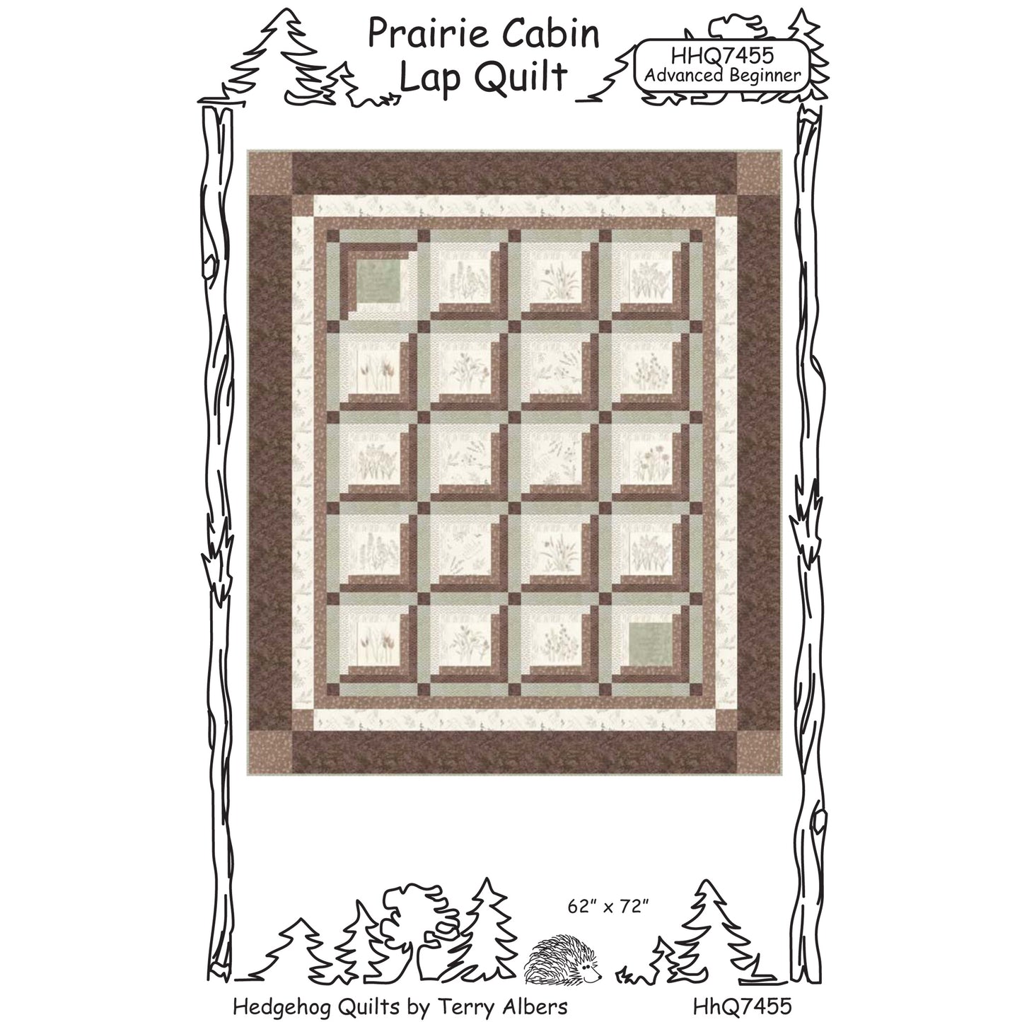 Cover image of pattern for Prairie Cabin Lap Quilt.