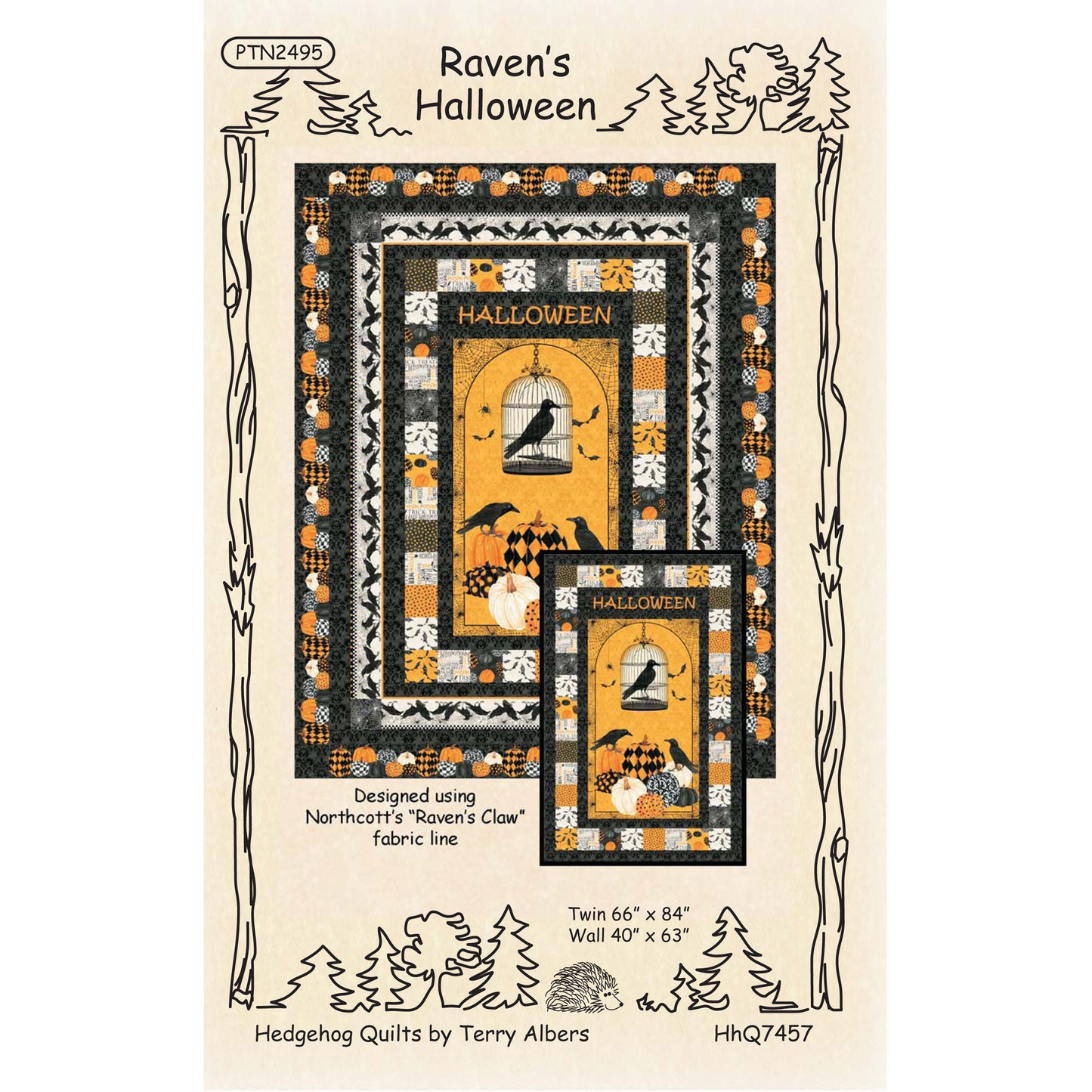 Cover image of pattern for Raven's Halloween Quilt and Wall Hanging.