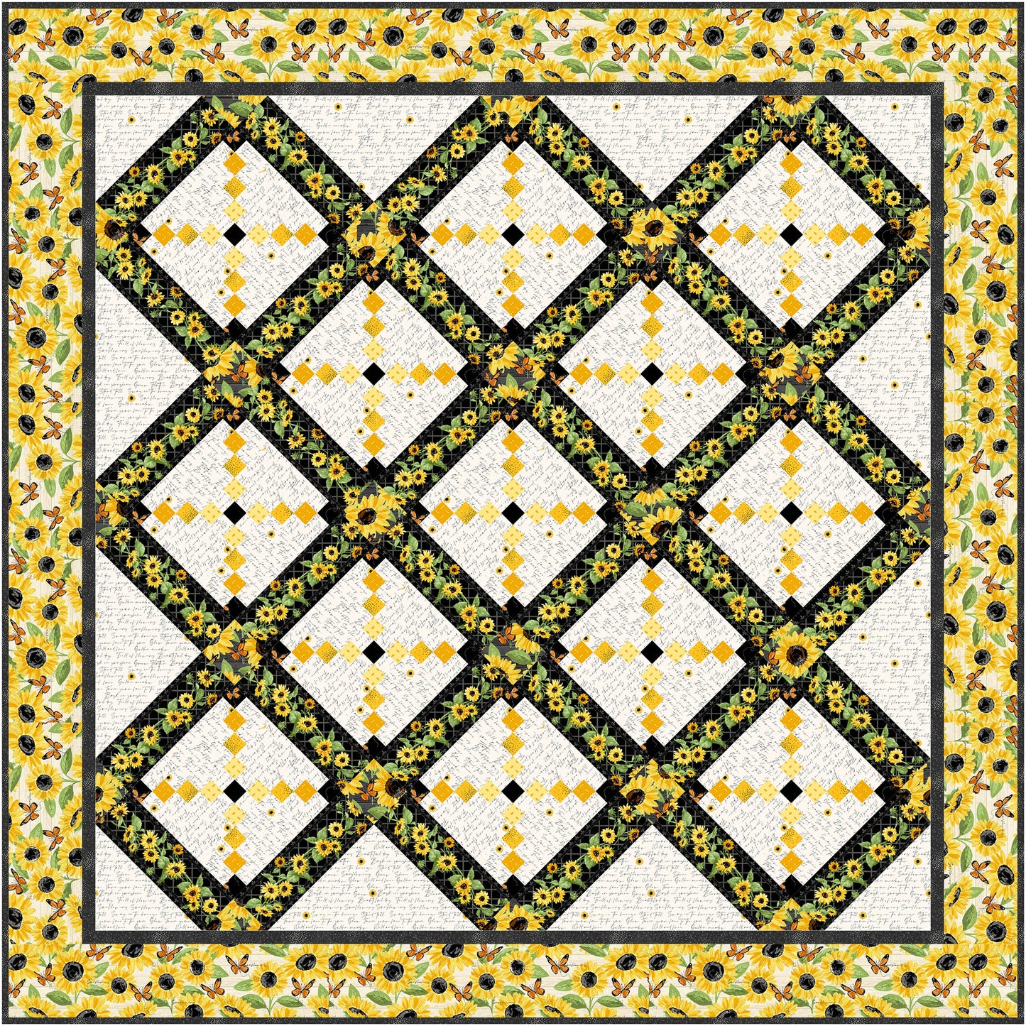 Sunflower Chain Quilt NH-2321e - Downloadable Pattern