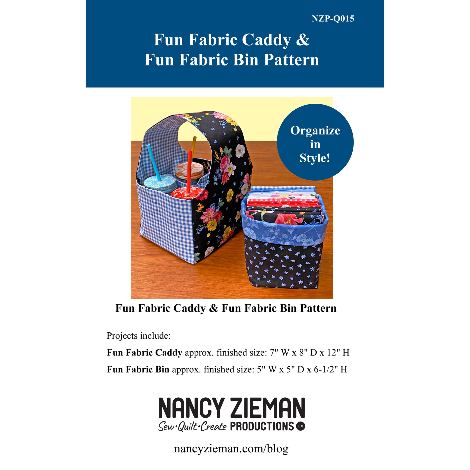 Cover image of pattern for "Fun Fabric Caddy and Fun Fabric Bin Pattern".
