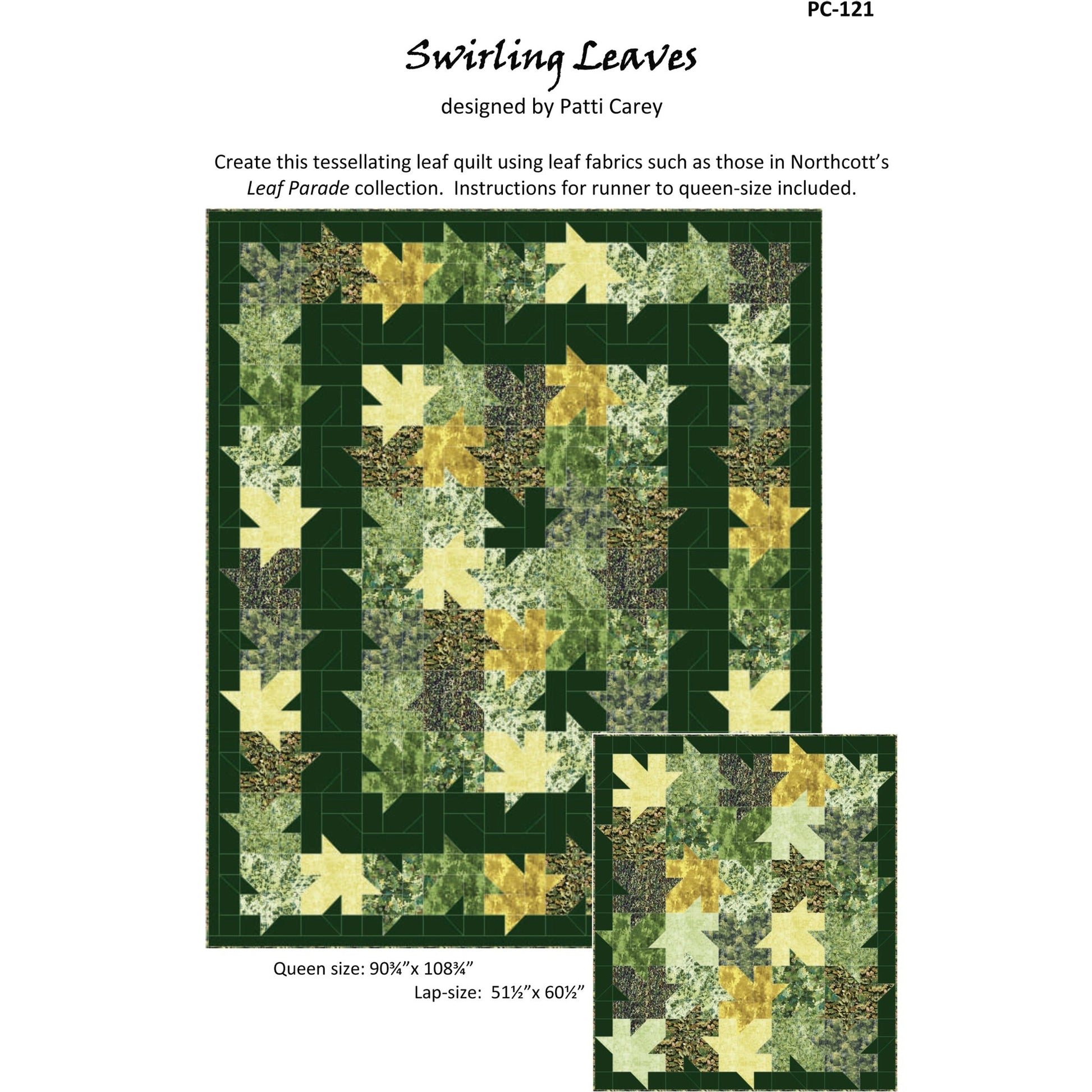 Cover image of pattern for Swirling Leaves Quilts and Runner.