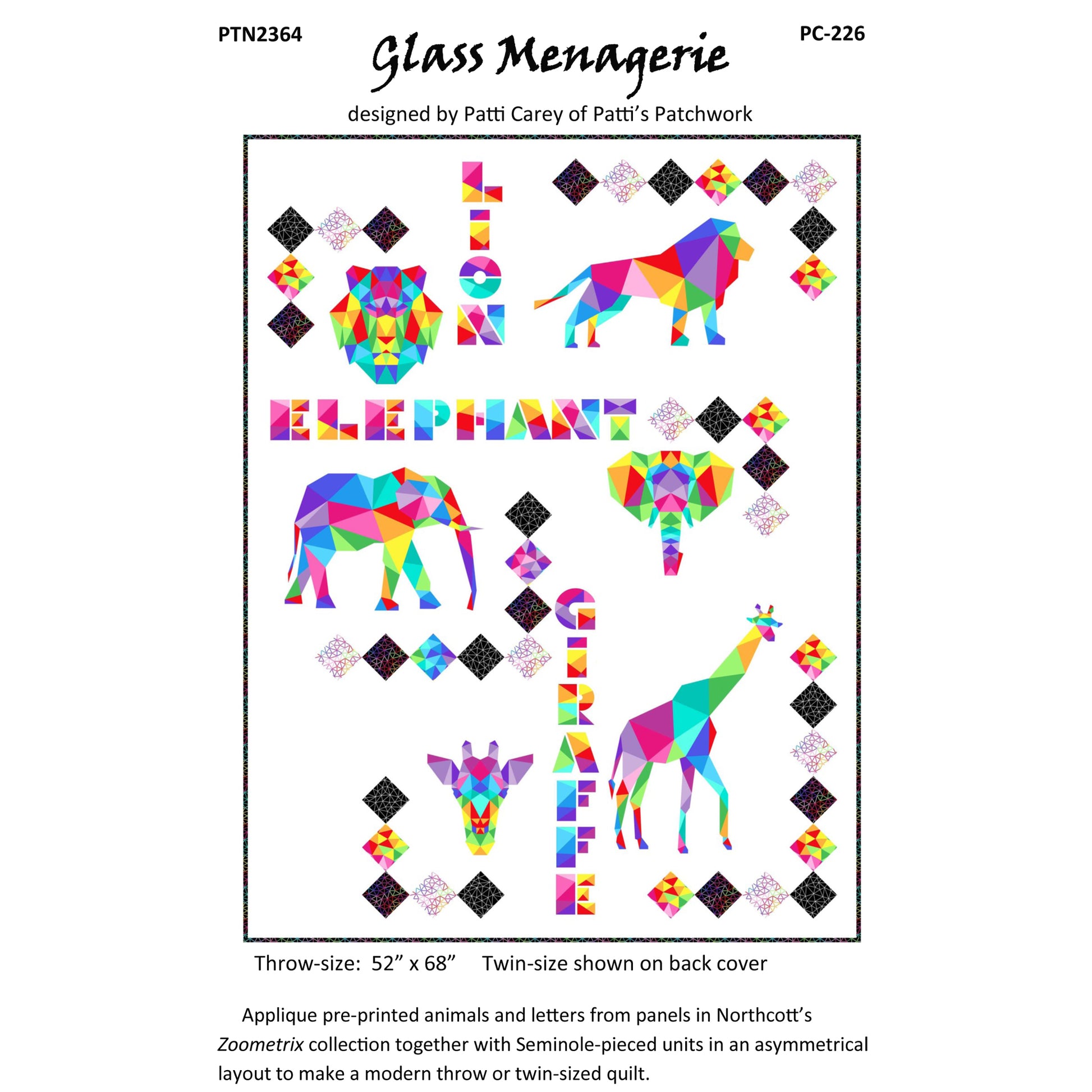 Cover image of pattern for Glass Menagerie Quilt.