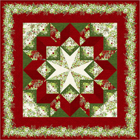 Festive red and green carpenter star quilt. Beautiful addition to any holiday season.