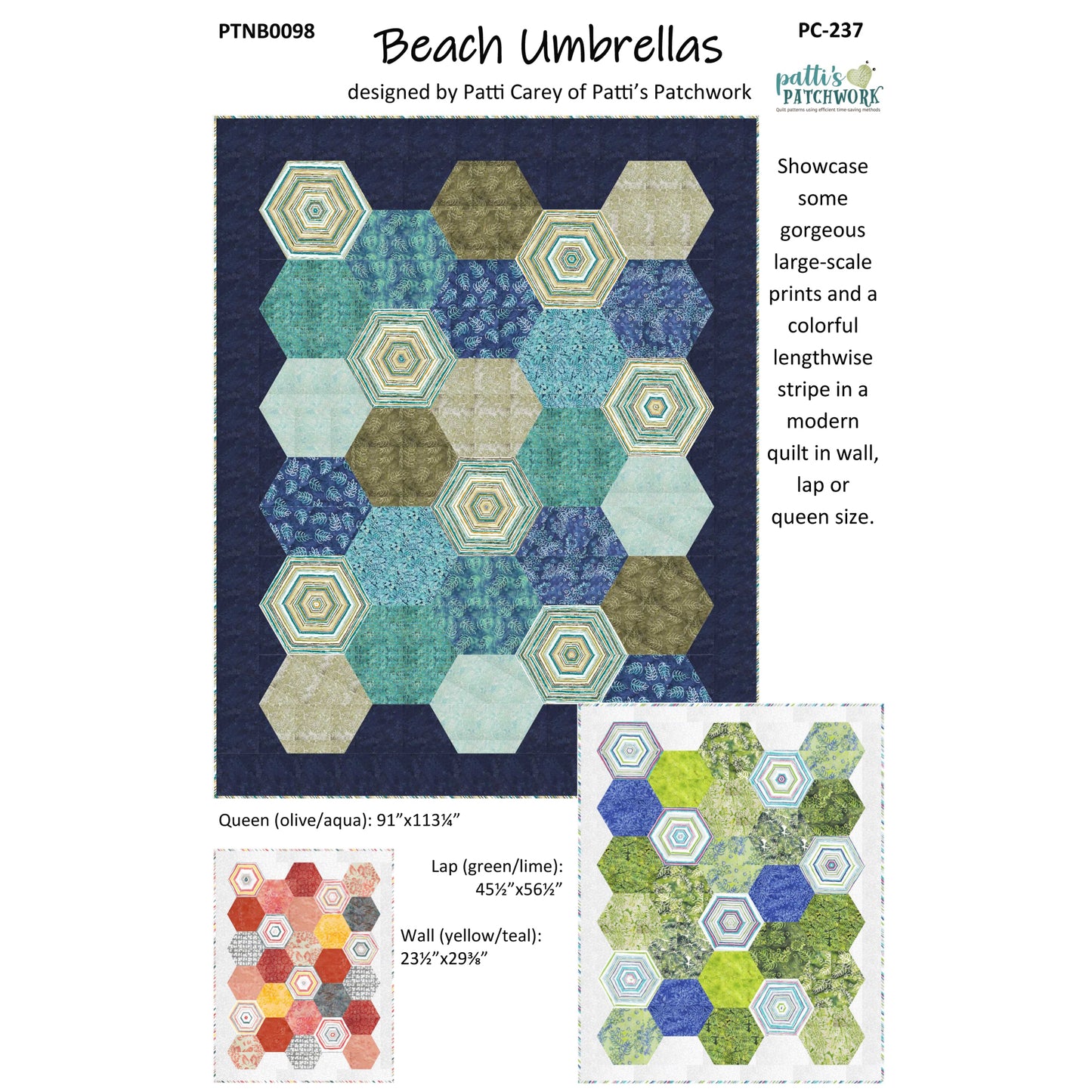 Cover image of pattern for "Beach Umbrellas" Quilt.