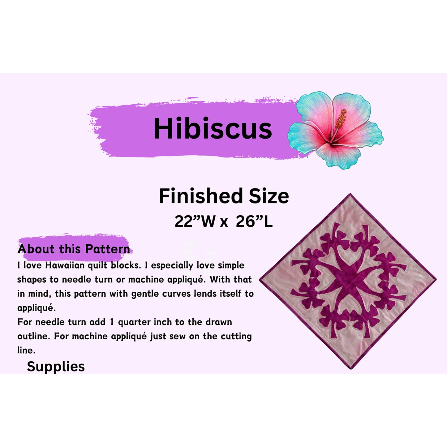 Cover image of pattern for Hibiscus quilt block.