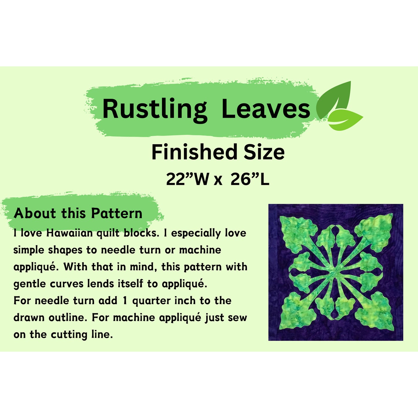 Rustling Leaves Quilt Block RSH-102e - Downloadable Pattern