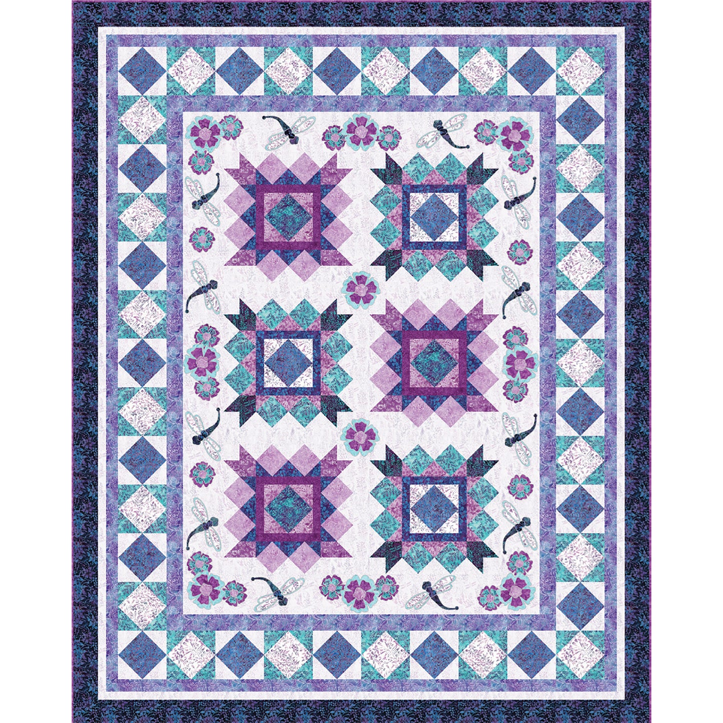 Dragonflies and Posies Quilt TWW-0966e - Downloadable Pattern
