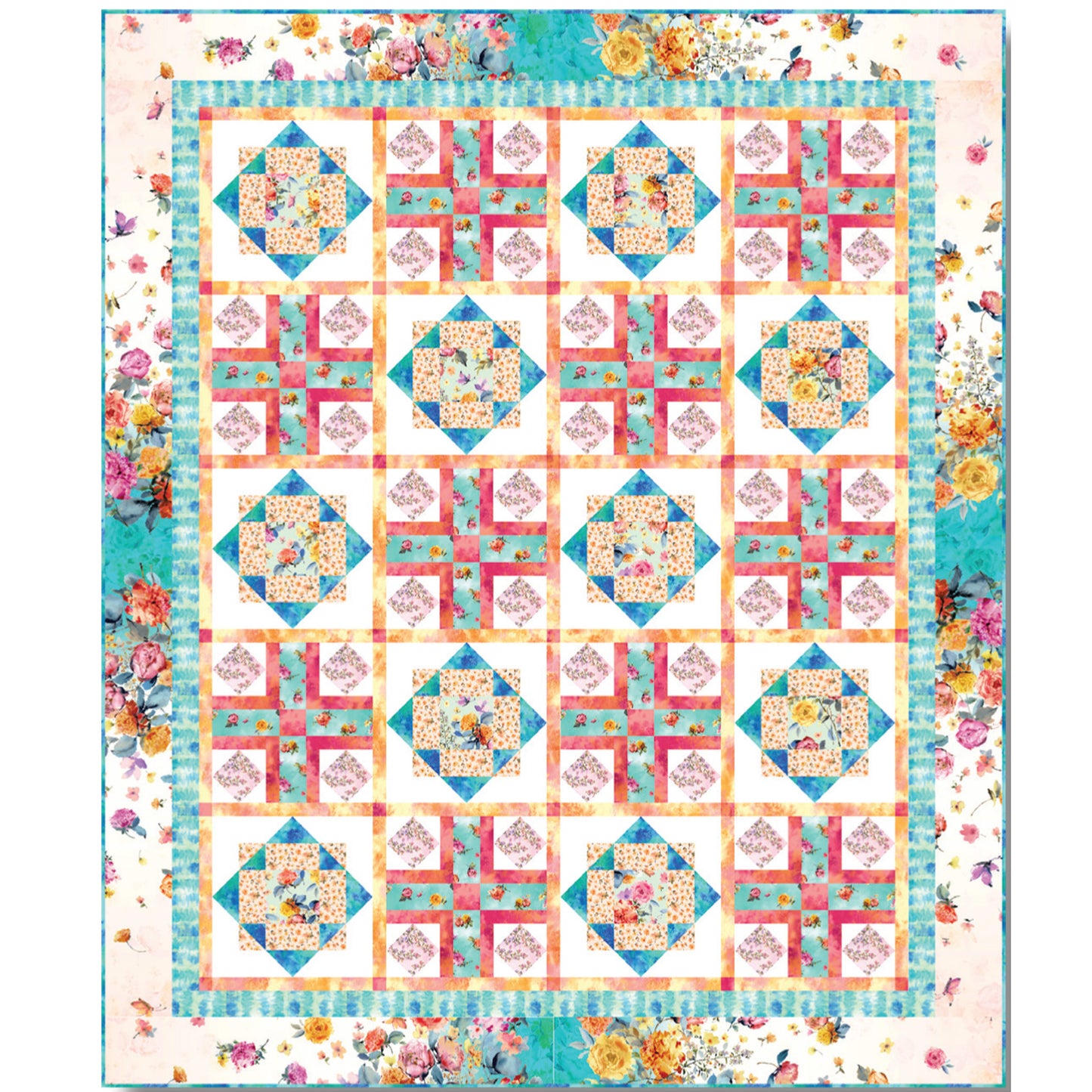 Blooms at the Border Quilt TWW-1008e - Downloadable Pattern