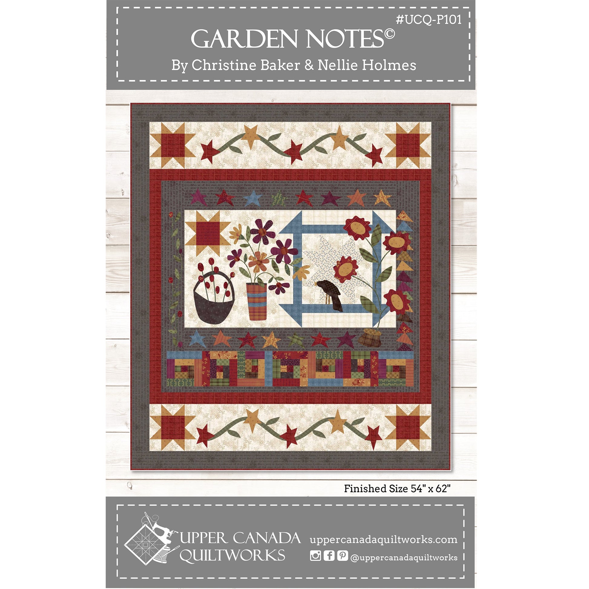 Cover image of pattern for Garden Notes Quilt.