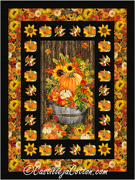 Fall Pumpkin and Leaves Quilt CJC-52443e - Downloadable Pattern