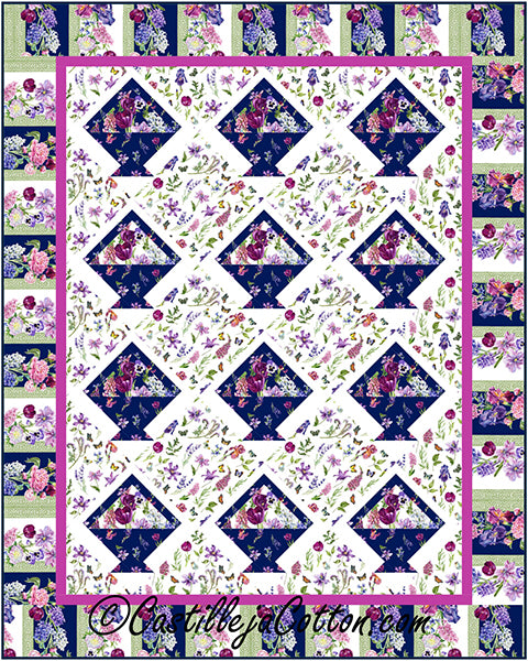 Flowery Baskets Lap Quilt CJC-56507e - Downloadable Pattern