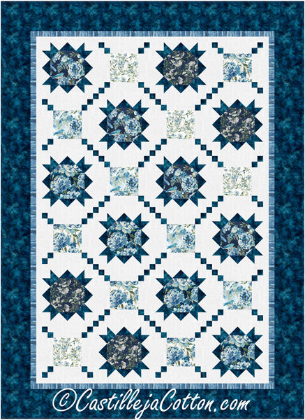 Blue Flower Stars Quilt CJC-56555e - Downloadable Pattern