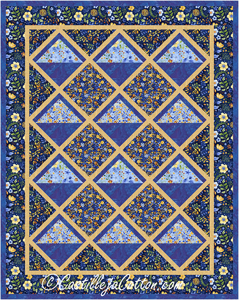 Blooming Blue Flowers Quilt Pattern CJC-58102 - Paper Pattern