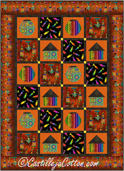 African Hut and Bowls Quilt CJC-58361e - Downloadable Pattern