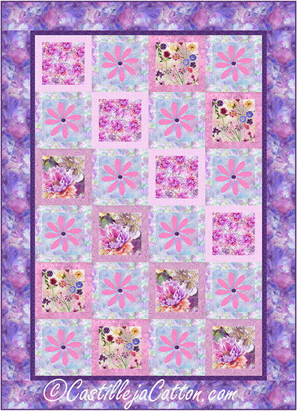 Enchanted Wildflowers Purple Quilt CJC-58881e - Downloadable Pattern