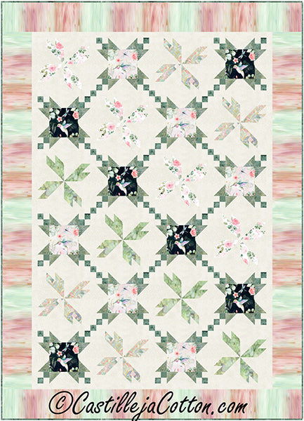 Fluttering Pink Flowers Quilt CJC-59092e - Downloadable Pattern