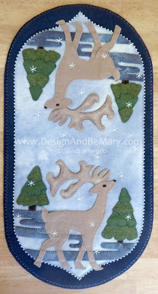 Oh Deer! Snow's A' Coming Table Runner or Wall Hanging DBM-040e - Downloadable Pattern