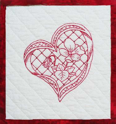 Geri's Redwork Hearts Quilt GGA-228e - Downloadable Pattern