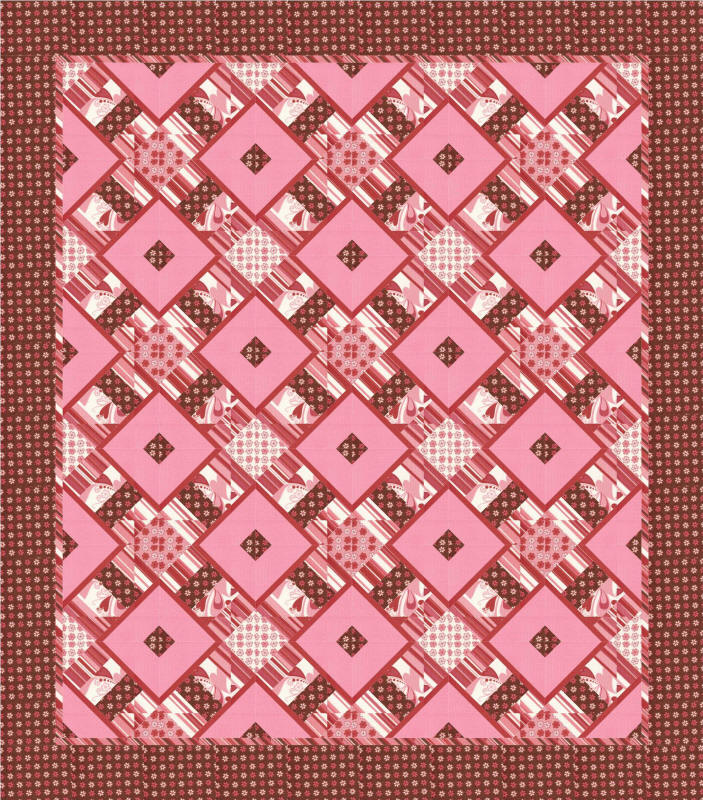 Chocolate Cherry Kiss Quilt Pattern AEQ-28 - Paper Pattern