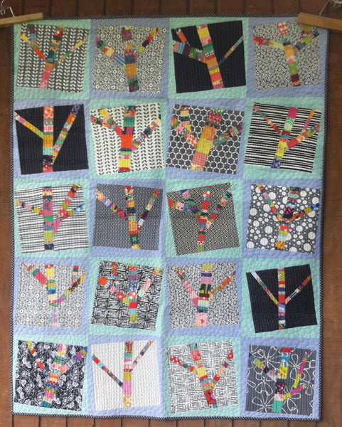 Yarn Bomb Trees Quilt Pattern AEQ-80 - Paper Pattern