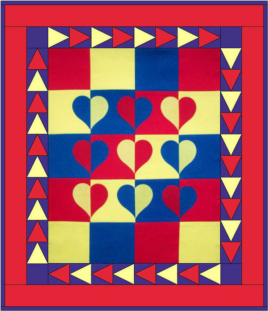 Primary Hearts Quilt Pattern AV-151 - Paper Pattern