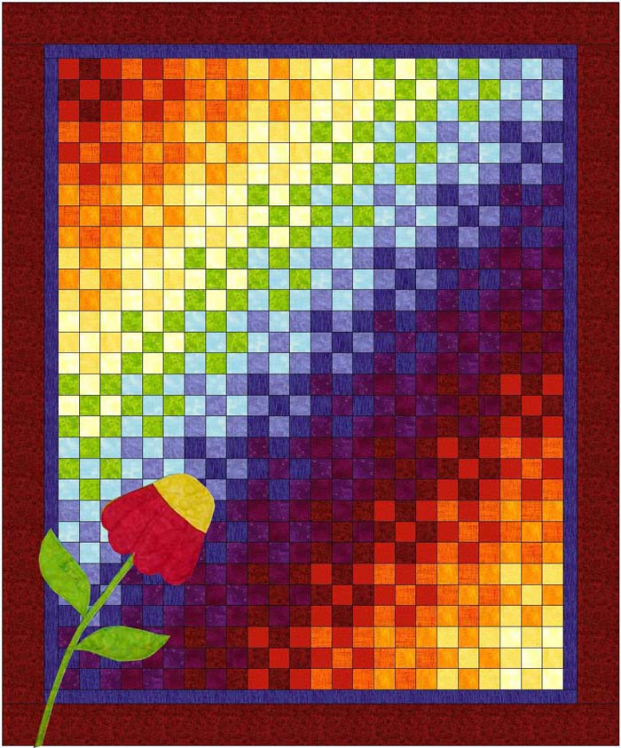 Rainbow Nine Patch Quilt BL2-102e - Downloadable Pattern