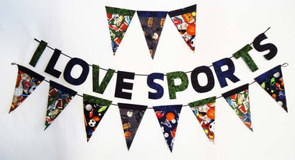 I Love Sports Garland with Pennants BS2-344e - Downloadable Pattern