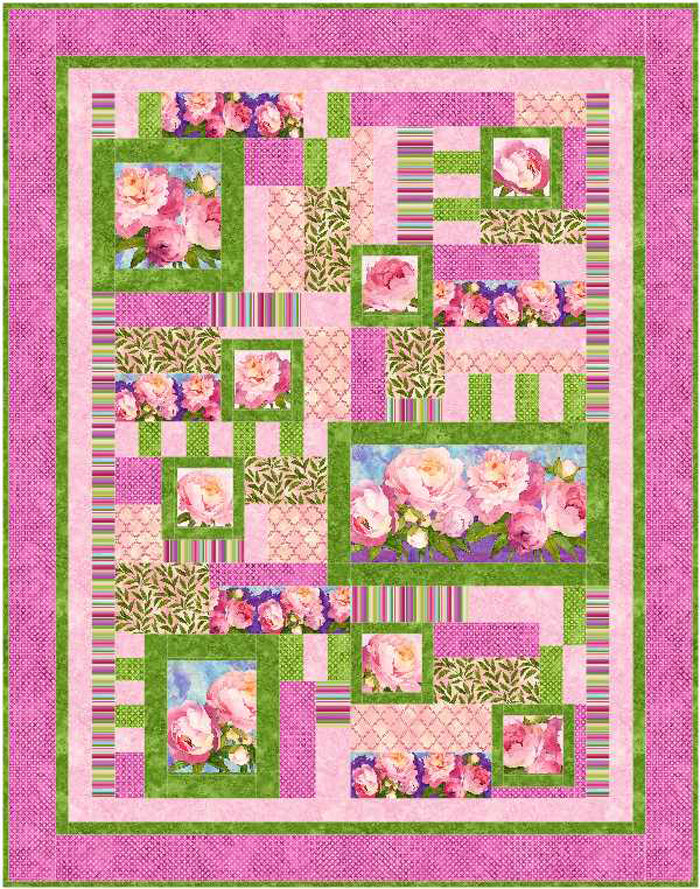 Peony Pictures Quilt BS2-452e - Downloadable Pattern
