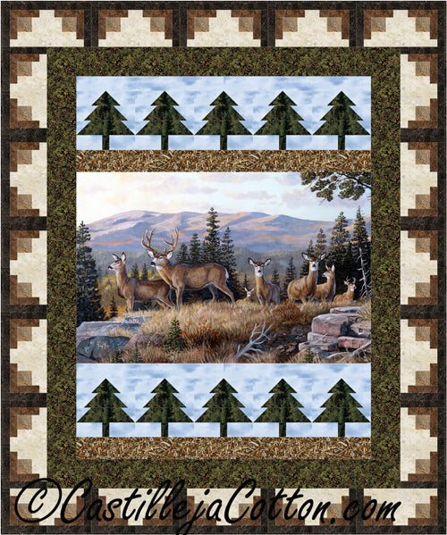 Log Cabin Trees Panel Quilt CJC-50671e - Downloadable Pattern