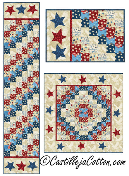 Stars and Strips Sixes Table Set Pattern CJC-52010 - Paper Pattern