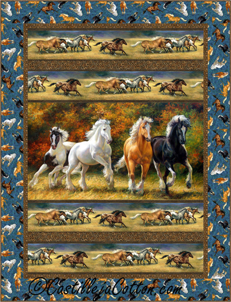 Horses Running Panel Quilt CJC-52041e - Downloadable Pattern