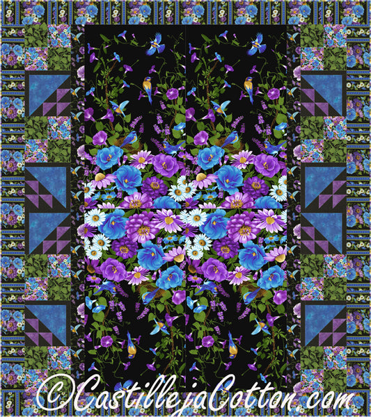 Cottage Flowers Panel Quilt CJC-52061e - Downloadable Pattern