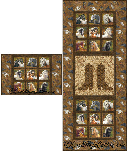 Horse and Boots Table Set Quilt CJC-52110e - Downloadable Pattern