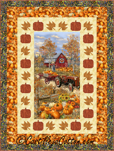 Pumpkin and Leaves Quilt CJC-52441e - Downloadable Pattern